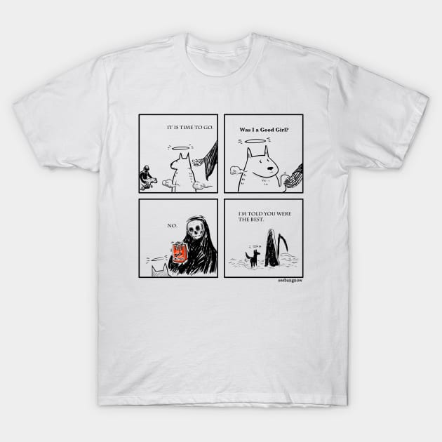 Death and the Dog (Girl) T-Shirt by xibang